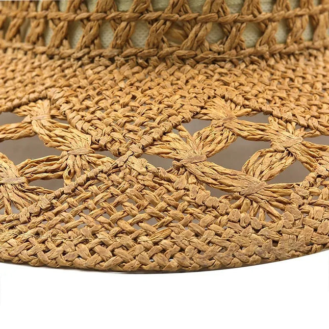New Western Cowboy Hats for Women Men Classic Vintage Hollow Out Unisex Curled Wide Brim Sun Hat Fishing Hat Climbing Straw Cap