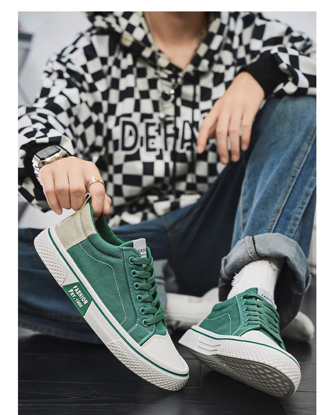 2025 Men's Canvas Shoes Outdoor Fashion Skateboard Shoes for Men Comfor Non-Slip Casual Sneakers Breathable Men Walking Shoes