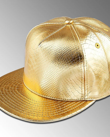 Golden Crocodile Skin Pattern Hip Hop Hat Light Board Skin Flat Edge Baseball Hat Trendy Street Dance Hat