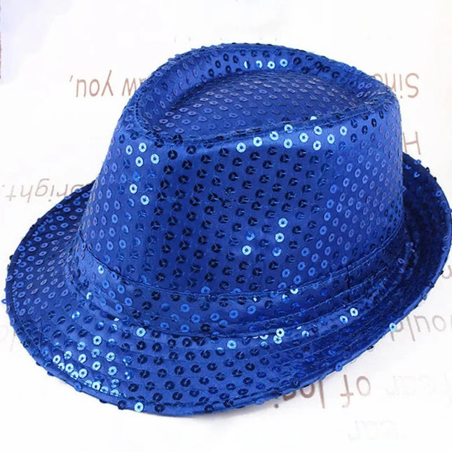 Dance Show Party Jazz Hat Glitter Sequins Cowboy Caps Fashion Role Play Prop Performance Costume Women Men Beading Hats Fedoras