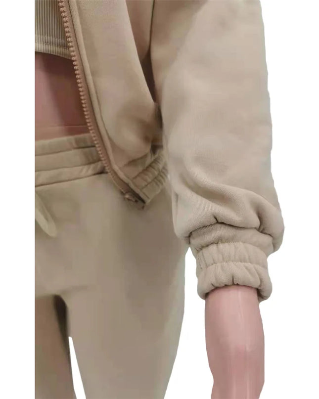 3pcs Women's Clothing Set Fleece-lined Hooded Sweater &Sleeveless Tank Top & Sports Sweatpants Pants