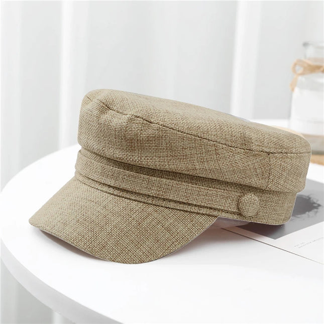 Fashion Women Men Military Hat Spring Autumn Sailor Hats Black Ladies Beret Caps Flat Top Captain Cap Travel Cadet Octagonal Hat