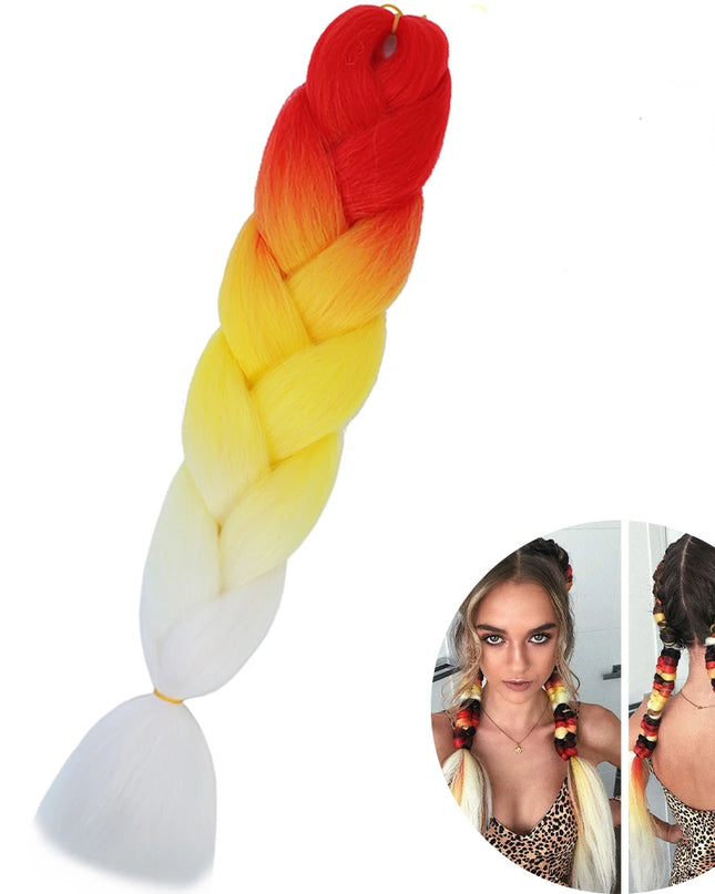 24" Synthetic Yaki Braids Hair kanekalon Ombre Braiding Hair Jumbo Braid Hair Extension For Women Hundreds of colors DIY Hair
