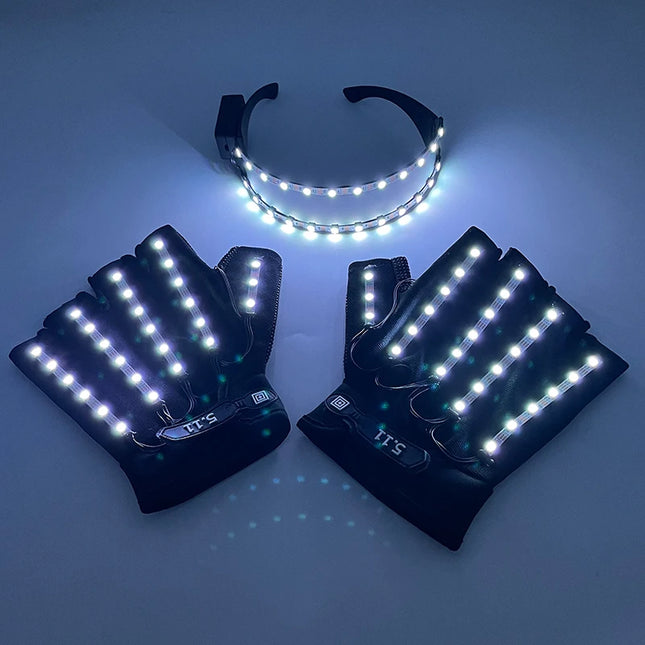 1Set Luminous Glasses Remote Control LED Glasses With Gloves Men Women Party Performence Props Glowing Glasses Festival Supplies