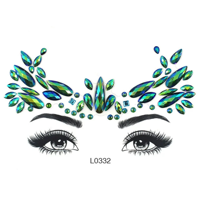 3D Sexy Face Tattoo Crystal Stickers Temporary Tattoos Glitter Fake Tattoo Rhinestones Masquerade Women Party Face Jewels Tattoo