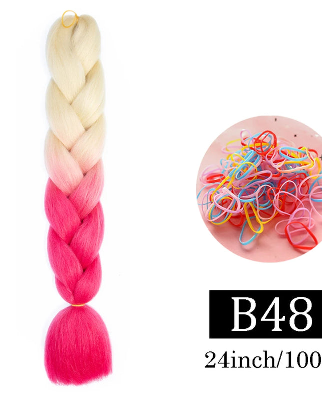24 Inch Jumbo Braids Extensions Synthetic Braiding Hair Afro Ombre Color kanekalon Hair for Children Braid