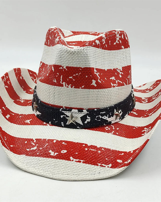 Army Green Camo Cowboy Hat Straw Hat Star Jazz Straw Hat Panama Paper Grass Western United States Cowboy Hat Fashion Travel