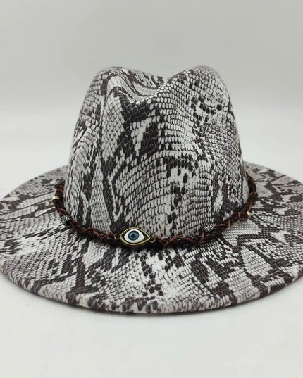 Snake Skin Fedora Women's Hat Men's 7.5 cm Wide Brim Panama Western Cowboy Hat Winter Jazz Church sombrero hombre
