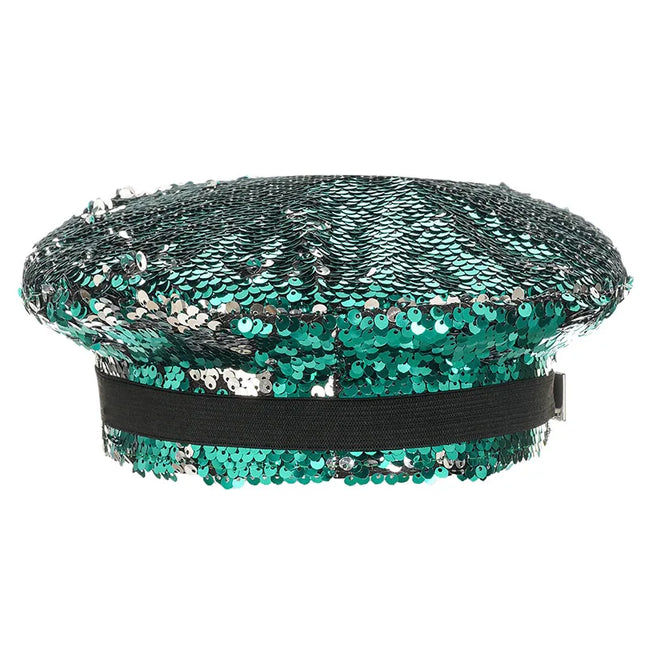 Corzzet Luxury Silver Sequined & Diamonds Club Party Rave Rock Cosplay Accessories Steampunk Military Hat Masquerade Costumes