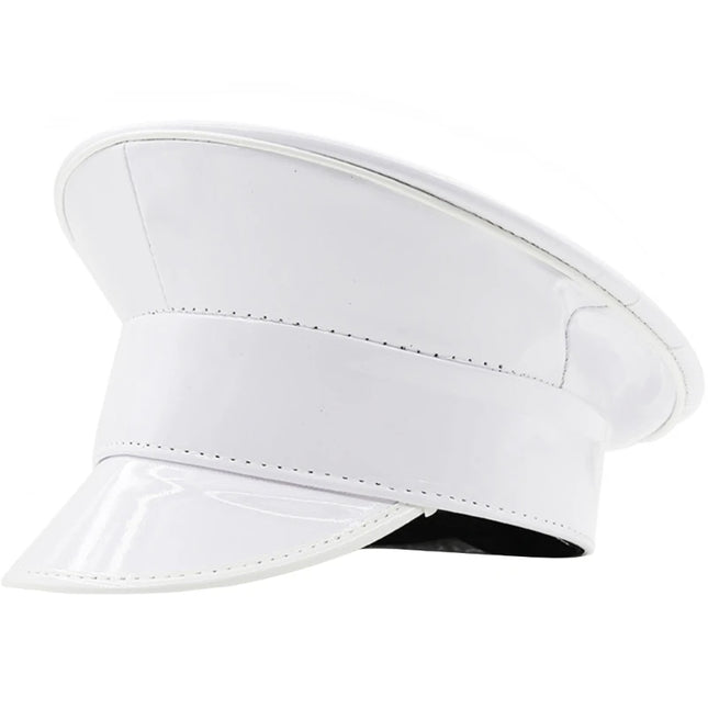 Glittering Captain Hat Fashion PatentLeather Party Hat Adult Carnivals Music Festival Stage Hat Night Club Headgear