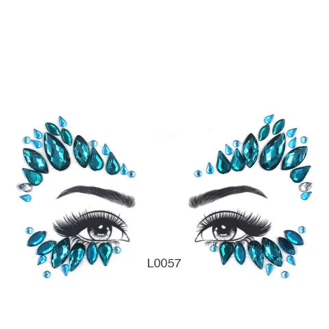 3D Sexy Face Tattoo Crystal Stickers Temporary Tattoos Glitter Fake Tattoo Rhinestones Masquerade Women Party Face Jewels Tattoo