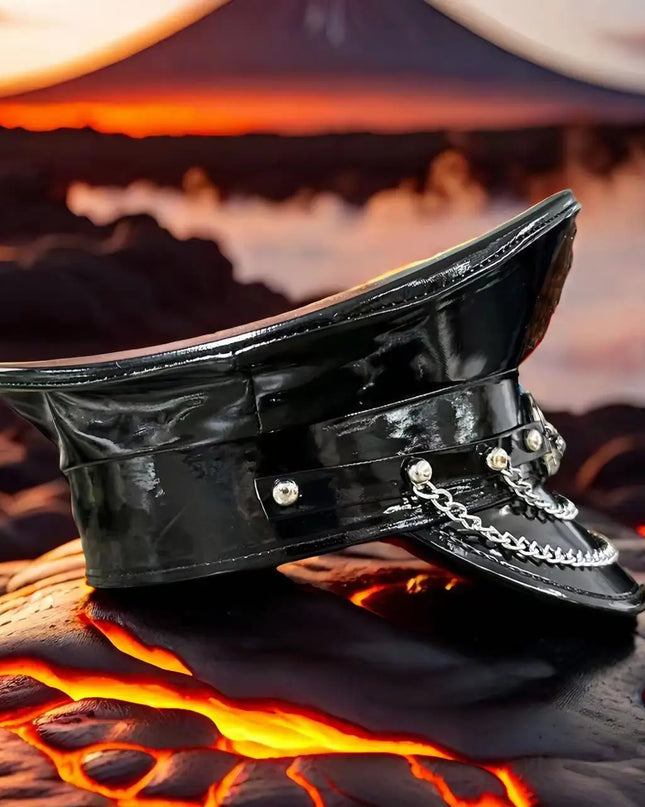 Burning Man Multi-style Black Halloween Steampunk with Chain Spider Web Skull Studded Cap Halloween Hat Hallloween decorations
