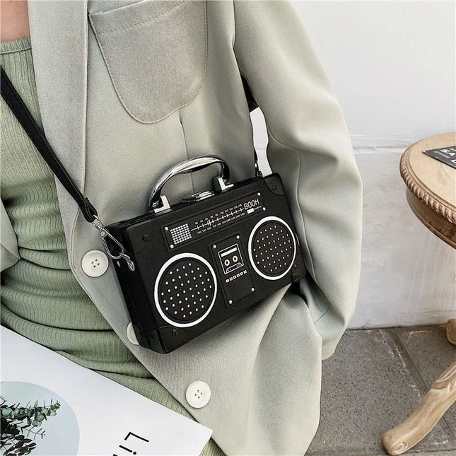 3 Color Vintage Versatile Creative Radio Unisex Satchel Metal Punk Shoulder Bag Nostalgia Small Square Bag for women men grils