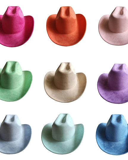 Classic Suede Leather 7.5CM Western Cowboy Women's Fedora Hat Men's Church Jazz Hat Fashion Travel Party Hat Denim Hat 2024