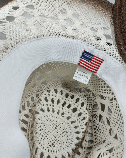Army Green Camo Cowboy Hat Straw Hat Star Jazz Straw Hat Panama Paper Grass Western United States Cowboy Hat Fashion Travel