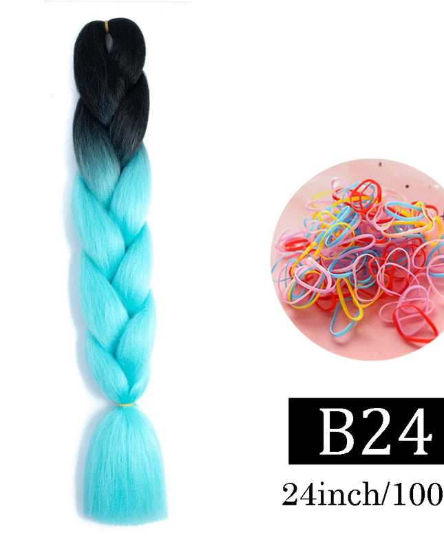 24 Inch Jumbo Braids Extensions Synthetic Braiding Hair Afro Ombre Color kanekalon Hair for Children Braid
