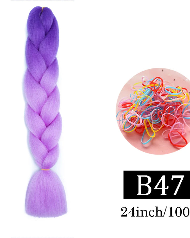 24 Inch Jumbo Braids Extensions Synthetic Braiding Hair Afro Ombre Color kanekalon Hair for Children Braid
