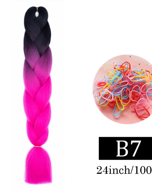 24 Inch Jumbo Braids Extensions Synthetic Braiding Hair Afro Ombre Color kanekalon Hair for Children Braid
