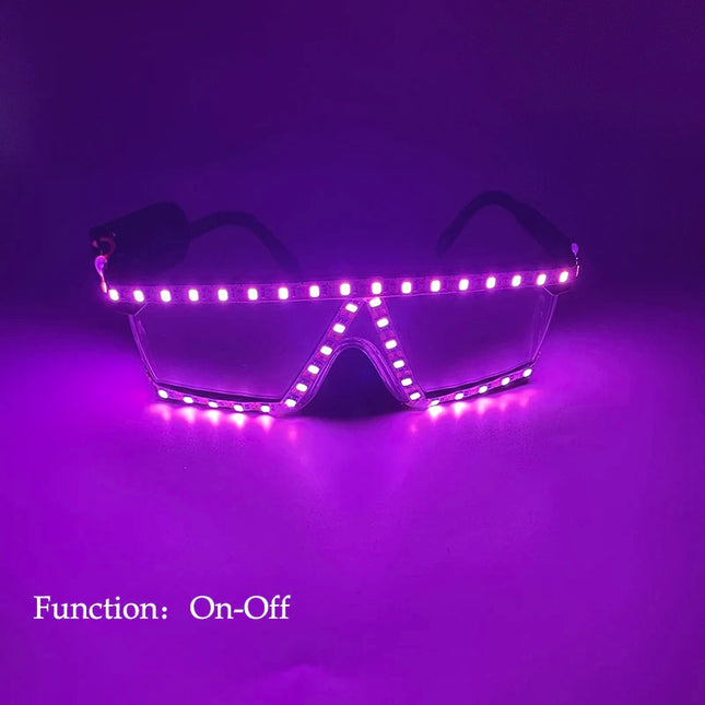 1Set Luminous Glasses Remote Control LED Glasses With Gloves Men Women Party Performence Props Glowing Glasses Festival Supplies