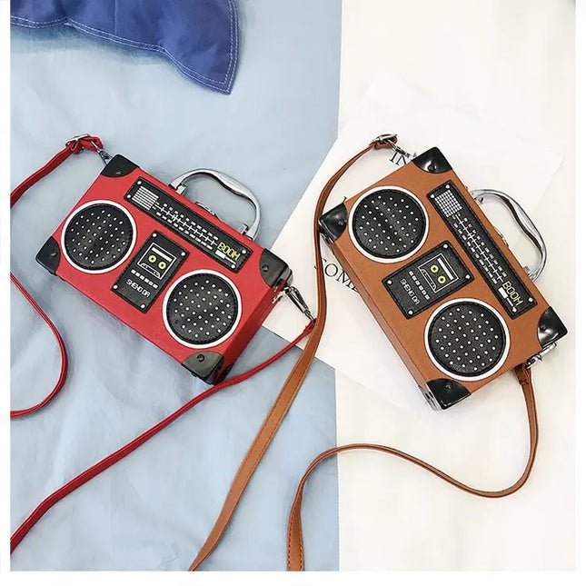 3 Color Vintage Versatile Creative Radio Unisex Satchel Metal Punk Shoulder Bag Nostalgia Small Square Bag for women men grils
