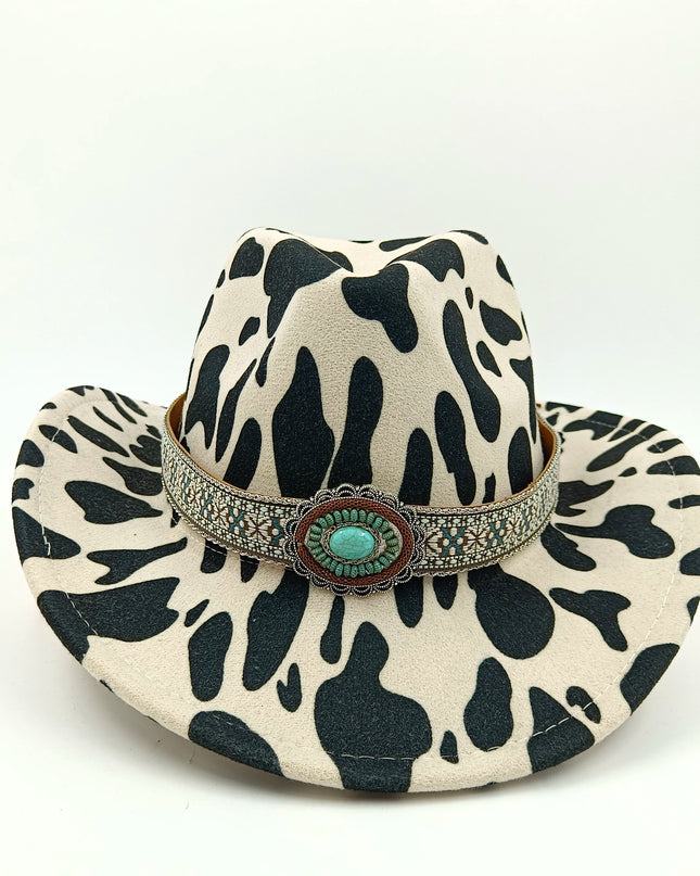 2021 cowboy hat jazz cow pattern curved edge monochrome knight felt hat for men and women with big eaves шапка мужская