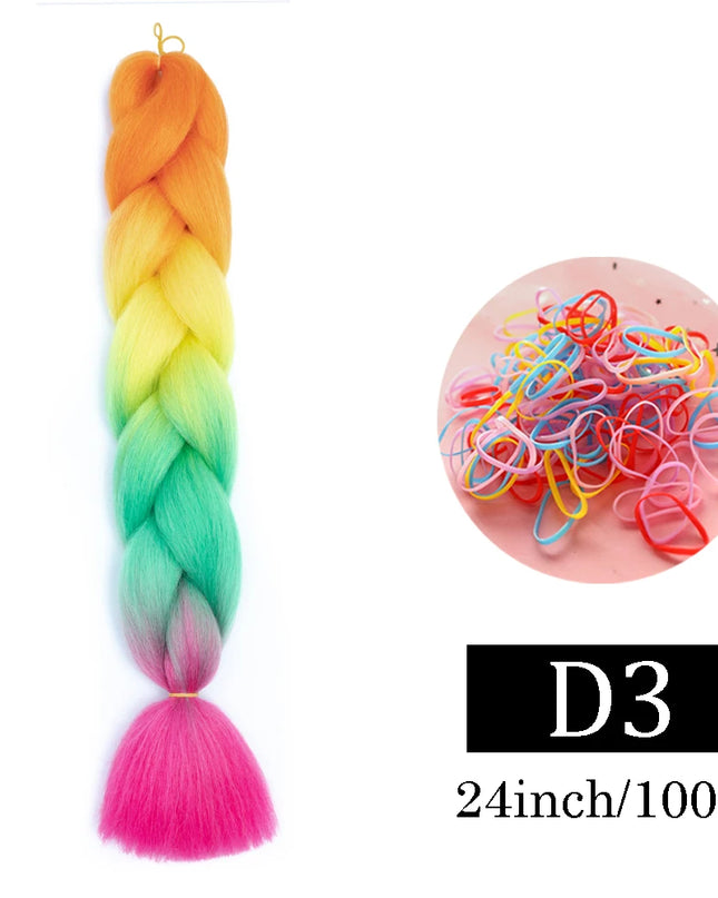 24 Inch Jumbo Braids Extensions Synthetic Braiding Hair Afro Ombre Color kanekalon Hair for Children Braid