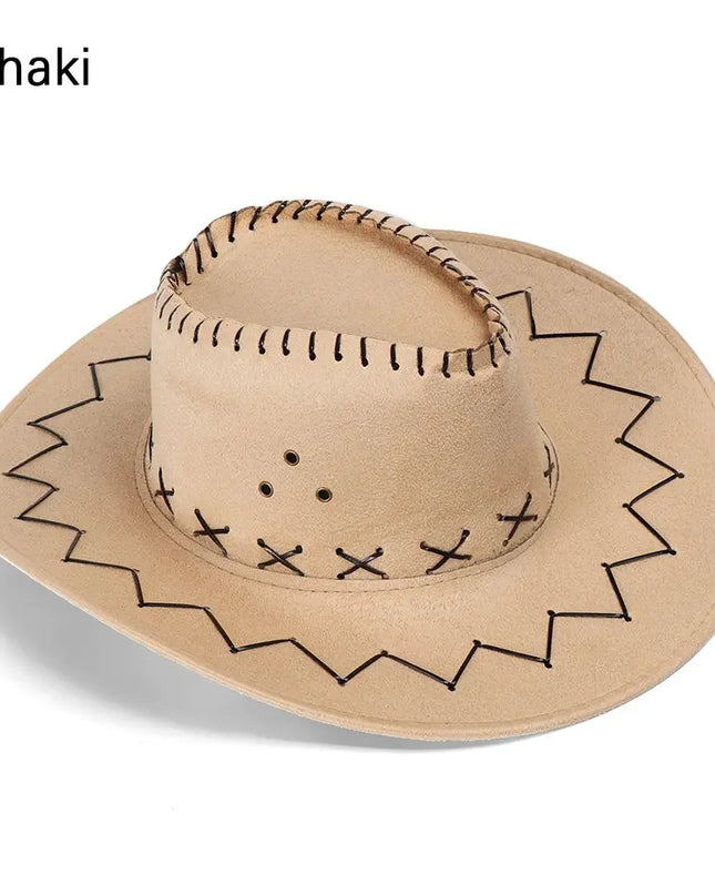 Western Cowboy Hat for Men Women Kids Fedora Outdoor Wide Brim Faux Leather Summer Wide Brim Beach Travel Cap Black White Pink