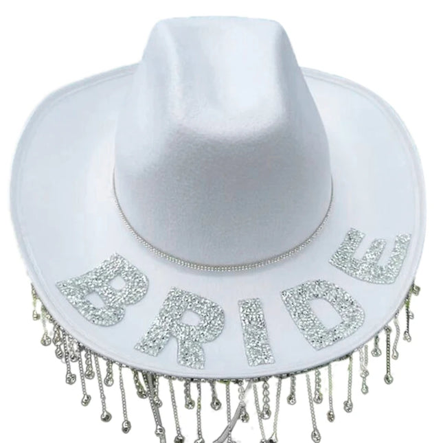 Rhinestones Tassels Hat for Women Teens Girl Breathable Wide Brim BeachSun Hat Music Festival Hat Bachelorette Party Cap