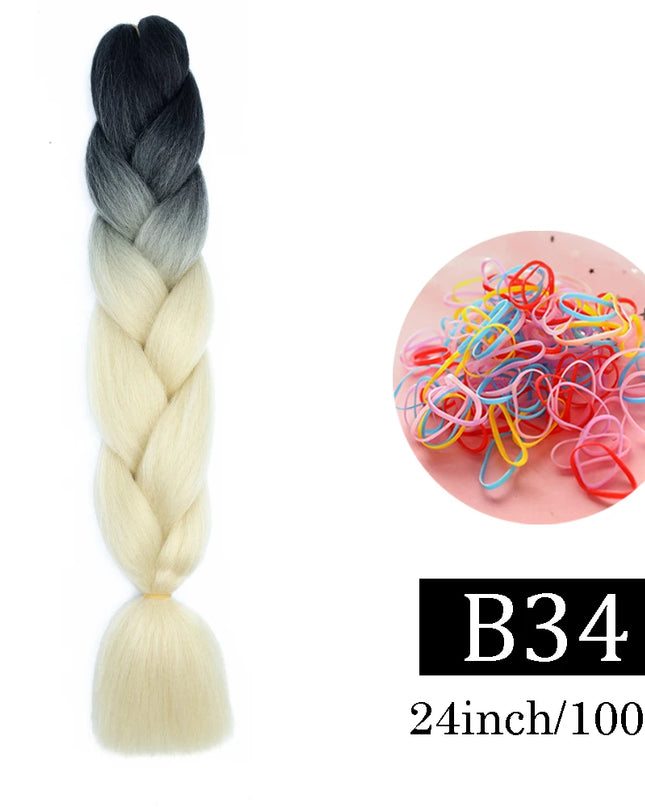 24 Inch Jumbo Braids Extensions Synthetic Braiding Hair Afro Ombre Color kanekalon Hair for Children Braid