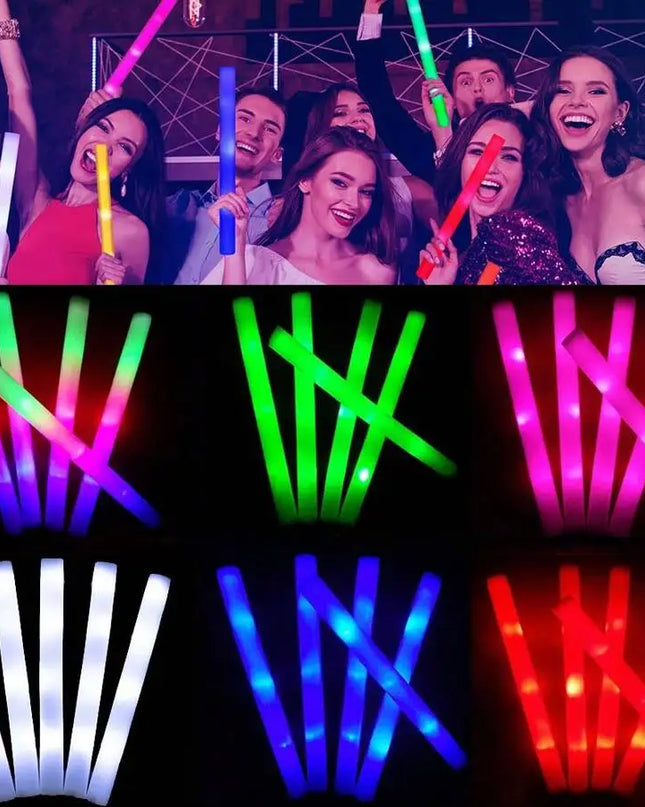 30Pcs Foam Glow Sticks with 3 Modes Colorful Led Flashing Glow Stick Glow in The Dark Party Supplies for Wedding Raves Concert