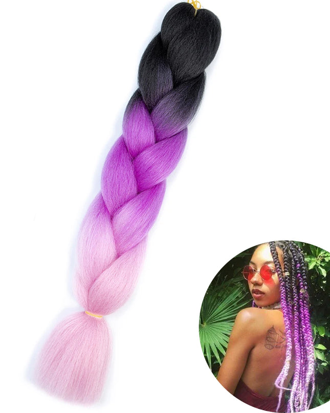 24" Synthetic Yaki Braids Hair kanekalon Ombre Braiding Hair Jumbo Braid Hair Extension For Women Hundreds of colors DIY Hair