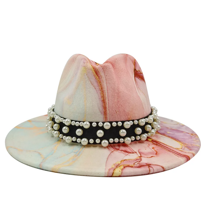 bulk price fedora hat for women Tie dyed hat   3d painted felt hat party hat model photo wide brim panama cap unisex cap