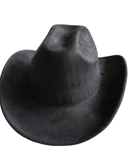 Classic Suede Leather 7.5CM Western Cowboy Women's Fedora Hat Men's Church Jazz Hat Fashion Travel Party Hat Denim Hat 2024