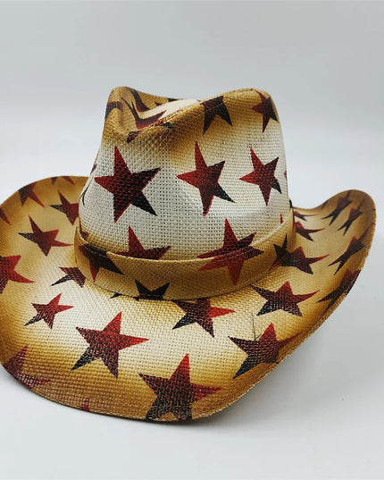 Army Green Camo Cowboy Hat Straw Hat Star Jazz Straw Hat Panama Paper Grass Western United States Cowboy Hat Fashion Travel