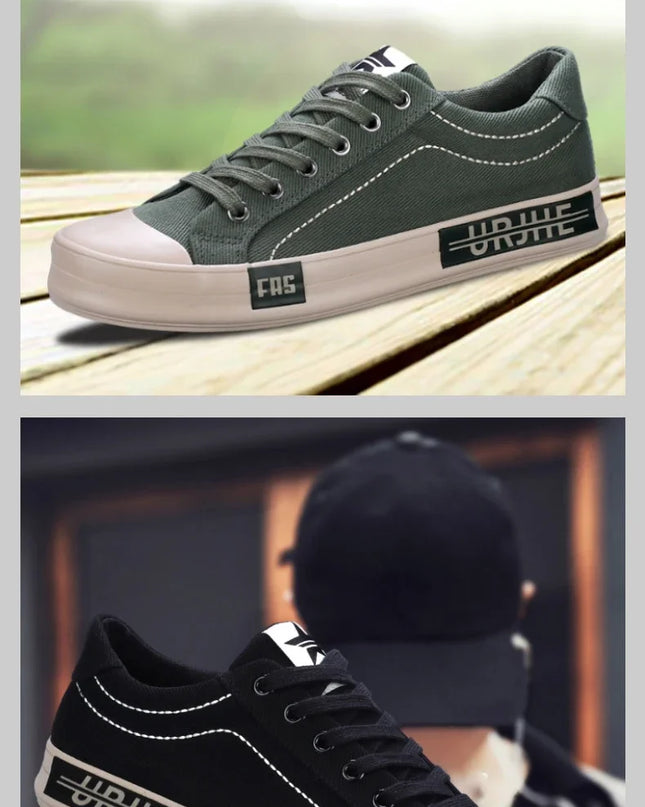 2024 New Men Canvas Shoes Breathable Outdoor Mens Casual Shoes Comfortable Spring Autumn Cloth Flat Shoes Black Walking Sneakers