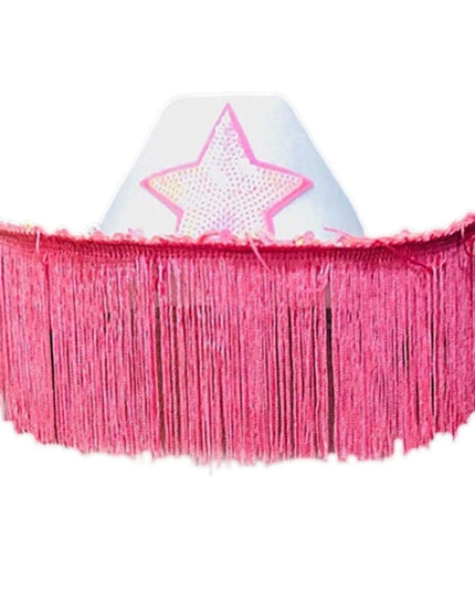 Rhinestones Tassels Hat for Women Teens Girl Breathable Wide Brim BeachSun Hat Music Festival Hat Bachelorette Party Cap