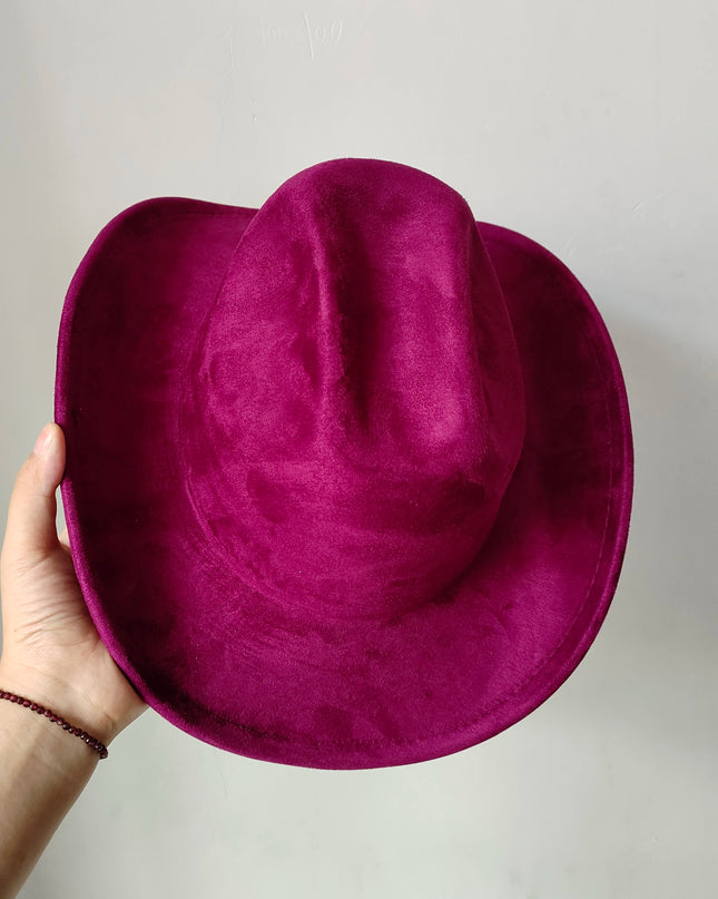 Classic Suede Leather 7.5CM Western Cowboy Women's Fedora Hat Men's Church Jazz Hat Fashion Travel Party Hat Denim Hat 2024