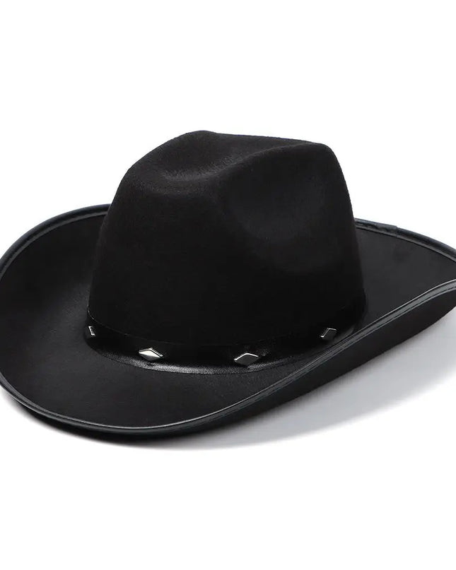 Western Cowboy Hat for Men Women Kids Fedora Outdoor Wide Brim Faux Leather Summer Wide Brim Beach Travel Cap Black White Pink