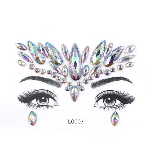 3D Sexy Face Tattoo Crystal Stickers Temporary Tattoos Glitter Fake Tattoo Rhinestones Masquerade Women Party Face Jewels Tattoo