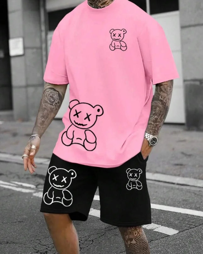 2 Piece Set Summer Men's Daily T-shirt And Beach Shorts Set Outdoor Casual Men's Short Sleeves Street Style Men's Shorts