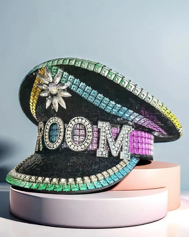 Luxury GROOM Steampunk Captain Hat Rhinestone Party Hat Halloween Party Music Party Women Mens Halloween Hat Carnival Ben