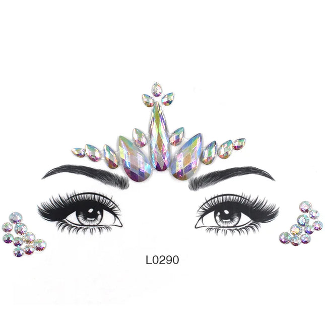 3D Sexy Face Tattoo Crystal Stickers Temporary Tattoos Glitter Fake Tattoo Rhinestones Masquerade Women Party Face Jewels Tattoo