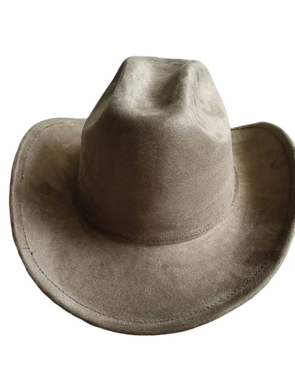 Classic Suede Leather 7.5CM Western Cowboy Women's Fedora Hat Men's Church Jazz Hat Fashion Travel Party Hat Denim Hat 2024