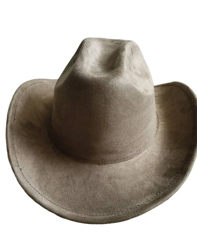 Classic Suede Leather 7.5CM Western Cowboy Women's Fedora Hat Men's Church Jazz Hat Fashion Travel Party Hat Denim Hat 2024