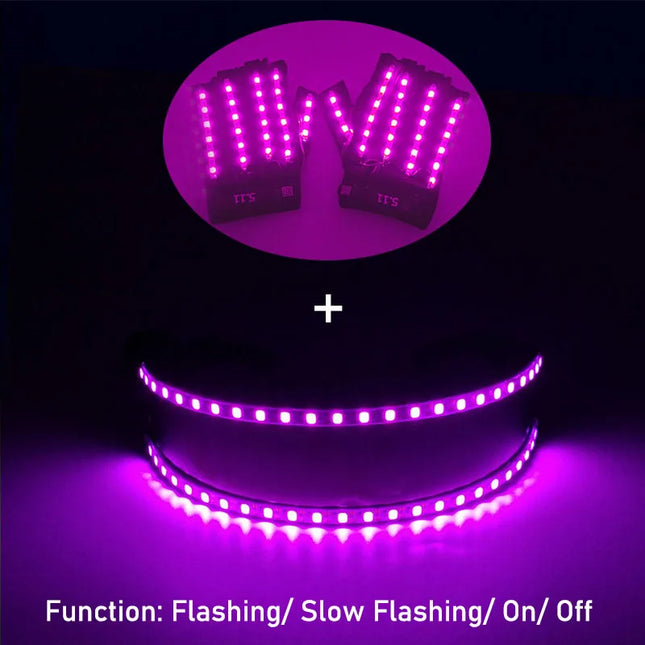 1Set Luminous Glasses Remote Control LED Glasses With Gloves Men Women Party Performence Props Glowing Glasses Festival Supplies