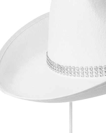 Latest Women's Black White Cowboy Hats Wide Brim Rhinestone Cowgirl Hats Women's Girls Cowboy Hats Theme Party