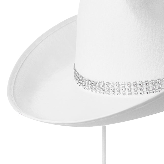 Latest Women's Black White Cowboy Hats Wide Brim Rhinestone Cowgirl Hats Women's Girls Cowboy Hats Theme Party