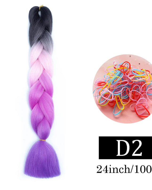 24 Inch Jumbo Braids Extensions Synthetic Braiding Hair Afro Ombre Color kanekalon Hair for Children Braid