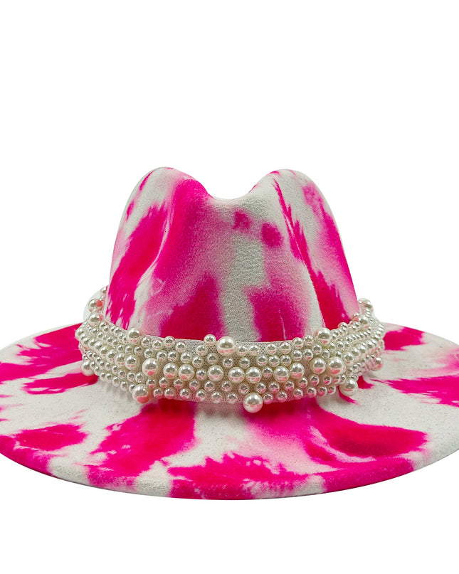 bulk price fedora hat for women Tie dyed hat   3d painted felt hat party hat model photo wide brim panama cap unisex cap