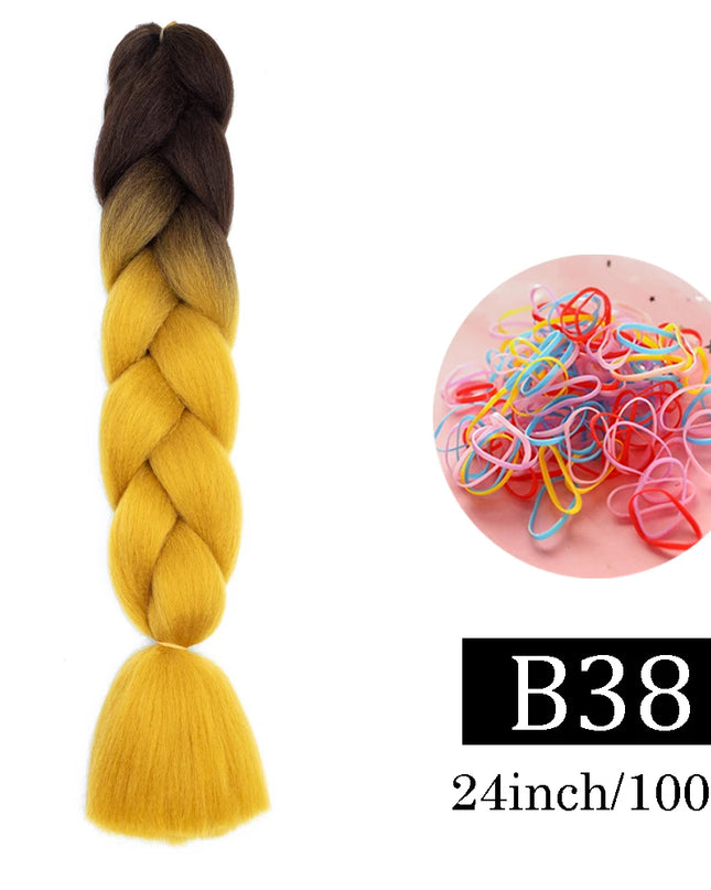 24 Inch Jumbo Braids Extensions Synthetic Braiding Hair Afro Ombre Color kanekalon Hair for Children Braid